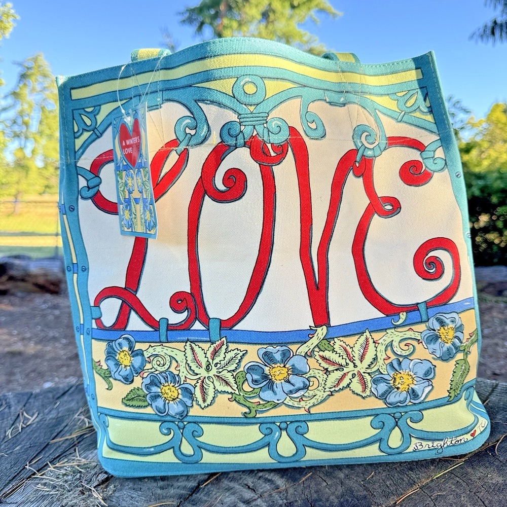 Canvas Tote Brighton New With Tag Multicolor Blue Canvas Pockets Love Shopping
